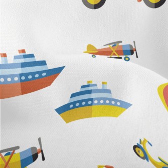 Cartoon Style Transportation Lightweight Performance Linen