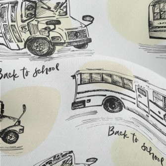 Hand Drawn Bus Sketch Lightweight Performance Linen
