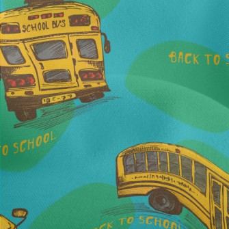 Hand Drawn American School Bus Lightweight Performance Linen