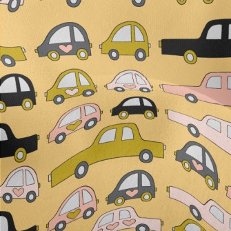 Hand Drawn Car Traffic Jam Lightweight Performance Linen