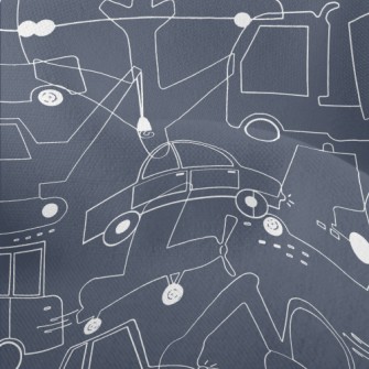 Transportation Line Doodles Lightweight Performance Linen