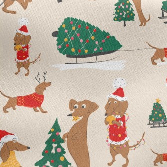 Dachshund Christmas Jersey Backed Fleece