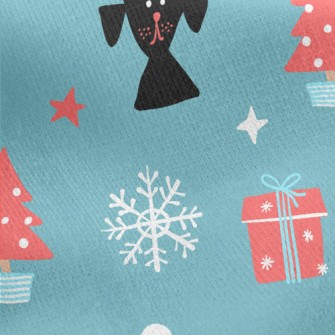 Hand Drawn Christmas Puppy Jersey Backed Fleece