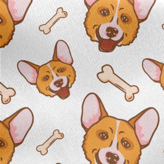 Corgi And Dog Bones Jersey Backed Fleece