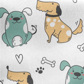 Cartoon Style Cute Puppy Jersey Backed Fleece