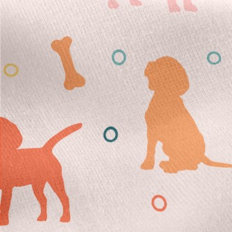 Colored Puppy Silhouette Jersey Backed Fleece