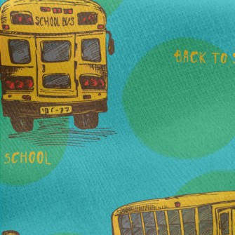 Hand Drawn American School Bus Jersey Backed Fleece