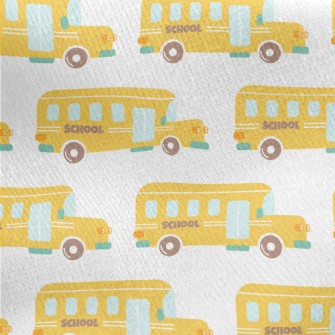 Cartoon School Bus Jersey Backed Fleece