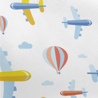 Cartoon Airplane And Hot Air B Pongee