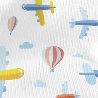 Cartoon Airplane And Hot Air B Stretch Jersey