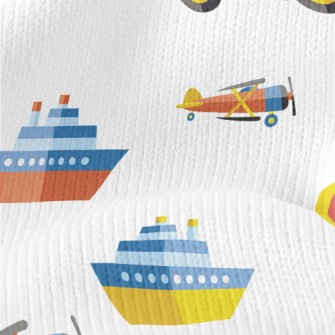 Cartoon Style Transportation Stretch Jersey
