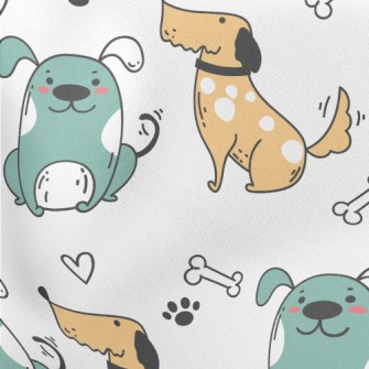 Cartoon Style Cute Puppy Lightweight Cotton Poplin