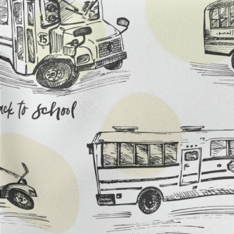 Hand Drawn Bus Sketch Lightweight Cotton Poplin