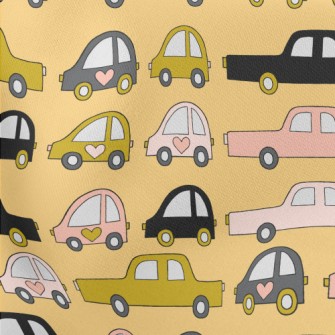 Hand Drawn Car Traffic Jam Lightweight Cotton Poplin