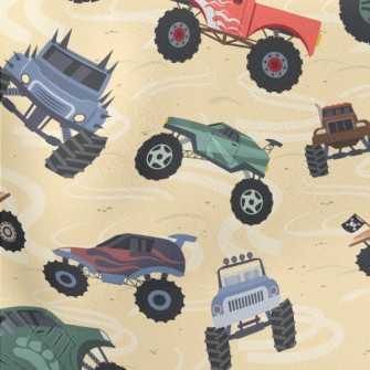 Colorful Monster Truck Lightweight Cotton Poplin