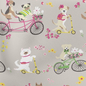 Happy Cycling Puppy Lightweight Cotton Poplin