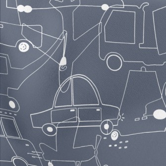 Transportation Line Doodles Lightweight Cotton Poplin