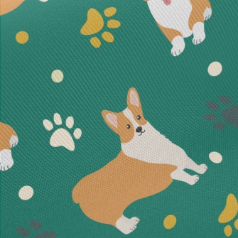 Cute Cartoon Corgi Midweight Cotton Poplin
