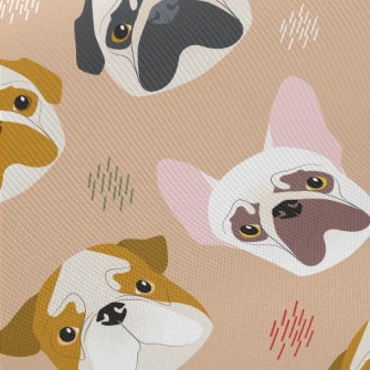 Puppy Head Hand Drawing Midweight Cotton Poplin