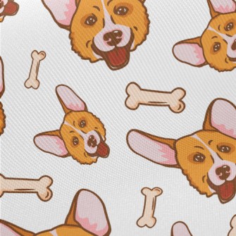 Corgi And Dog Bones Midweight Cotton Poplin