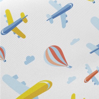 Cartoon Airplane And Hot Air B Midweight Cotton Poplin