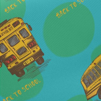 Hand Drawn American School Bus Midweight Cotton Poplin