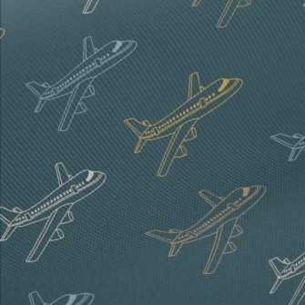 Color Line Airplane Midweight Cotton Poplin