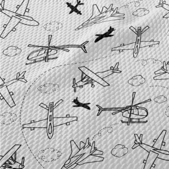 Helicopters And Airplanes Birdseye Piqué