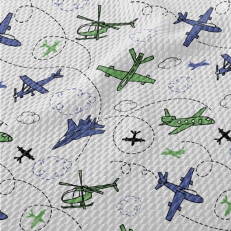Airplanes And Jets Birdseye Piqué