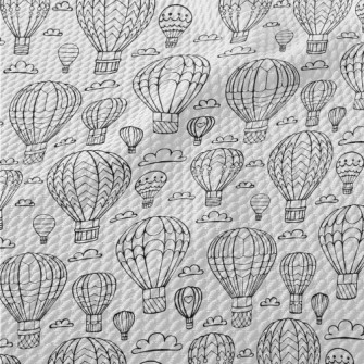 Hand Drawn Hot Air Balloon And Birdseye Piqué