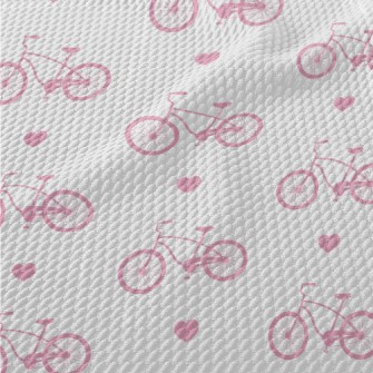 Pink Bicycle And Love Heart Birdseye Piqué