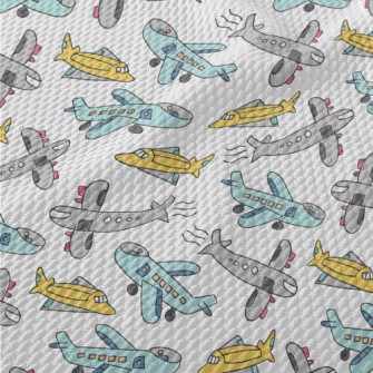 Children&#39;s Airplane Graffi Birdseye Piqué
