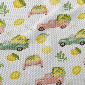 Old Truck Carrying Lemons Birdseye Piqué