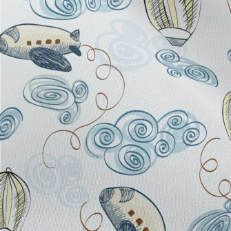 Doodle Airplane And Hot Air Ba Chiffon