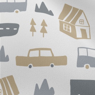 House And Car Graffiti Chiffon