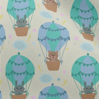 Cute Animals Riding Hot Air Ba Chiffon