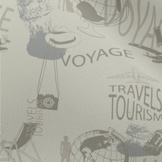 Retro Travel Elements Chiffon