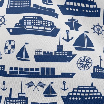 Blue Ship Silhouette Chiffon