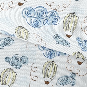 Hand Drawn Hot Air Balloon Doo Waterproof Oxford