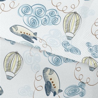 Doodle Airplane And Hot Air Ba Waterproof Oxford