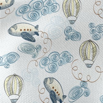 Doodle Airplane And Hot Air Ba Waterproof Canvas