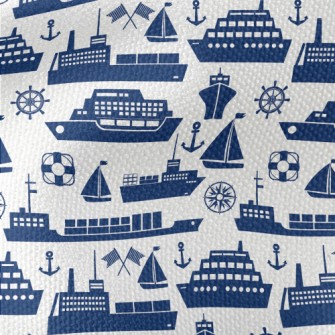 Blue Ship Silhouette Waterproof Canvas