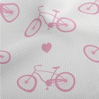 Pink Bicycle And Love Heart Athletic Mesh Flat Back