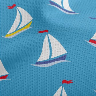 Cute Cartoon Sailboat Athletic Mesh Flat Back