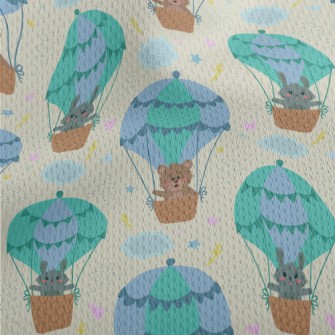 Cute Animals Riding Hot Air Ba Athletic Mesh Flat Back