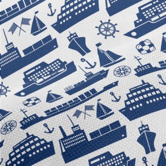 Blue Ship Silhouette Performance Linen