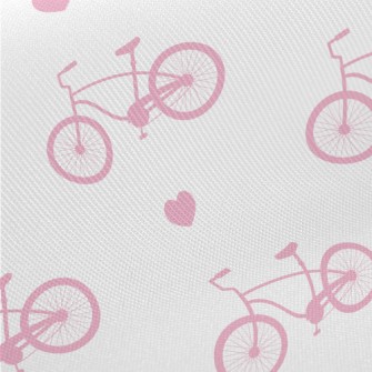 Pink Bicycle And Love Heart Twill