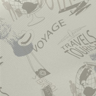 Retro Travel Elements Twill