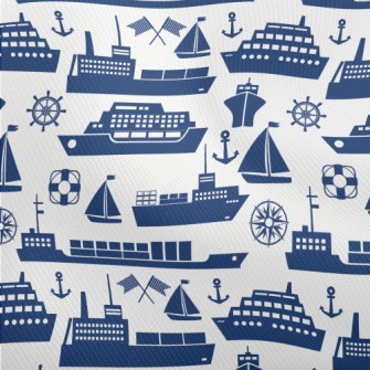 Blue Ship Silhouette Dobby