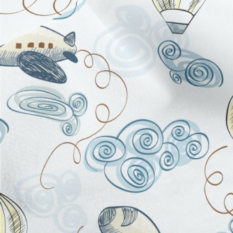 Doodle Airplane And Hot Air Ba Micro Fleece